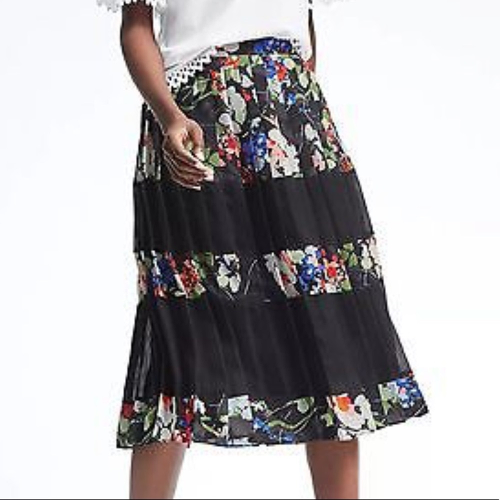 Floral Black Midi Skirt